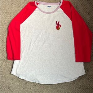 Old Navy White Red Peace Sign Long sleeve VINTAGE XL